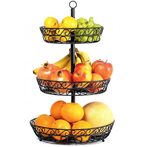 Frutero de 2 pisos Chefarone – Cesta metálica vintage para frutas
